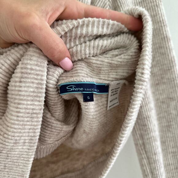Shore Ribbed Knit Faux Wrap Sweater Cream S - Picture 5 of 9